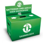 grüne Sammelbox der STIFTUNG GEMEINSAMES RÜCKNAHMESYSTEM BATTERIEN